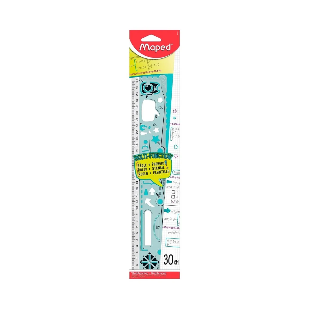 Regla Plastica 30cm Plantilla Geonotes Maped