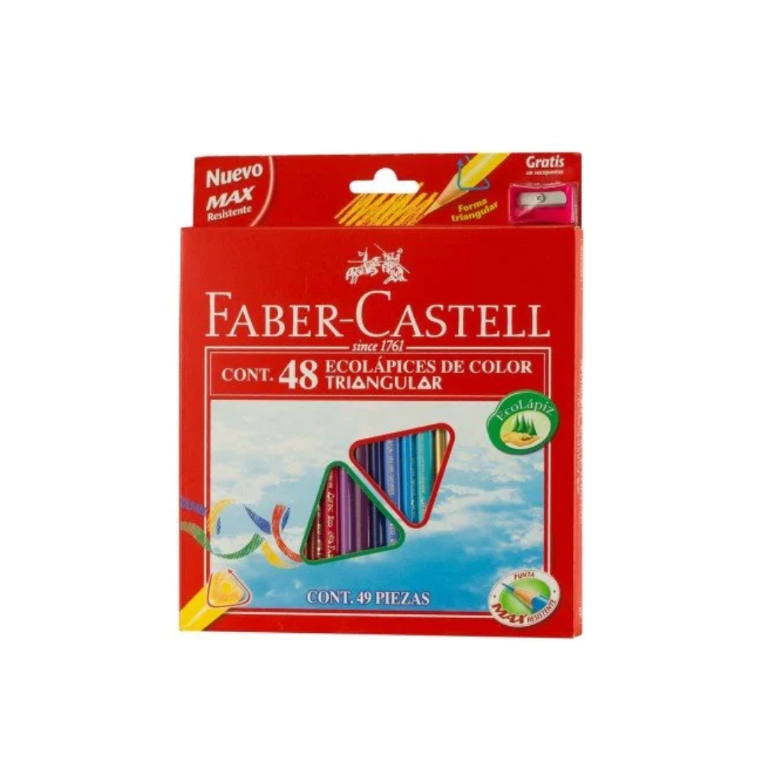 Crayón de madera Faber Castell 120548 48 col largo triangular