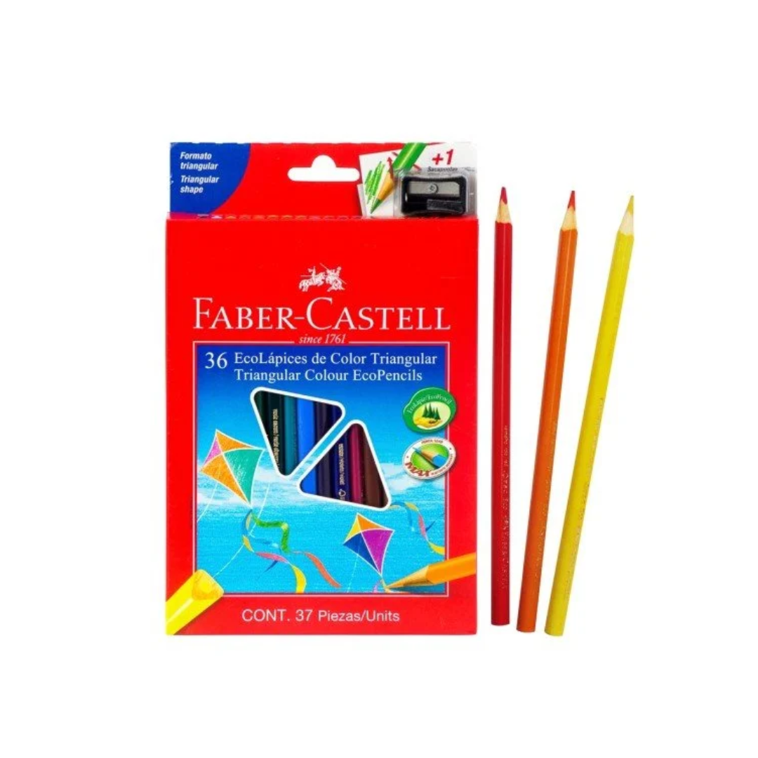 Crayón de madera Faber Castell 120536 36 col largo triangular