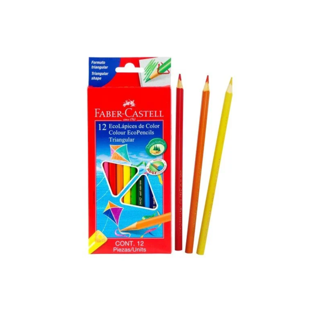 Crayón de madera Faber Castell 120512 12 col largo triangular