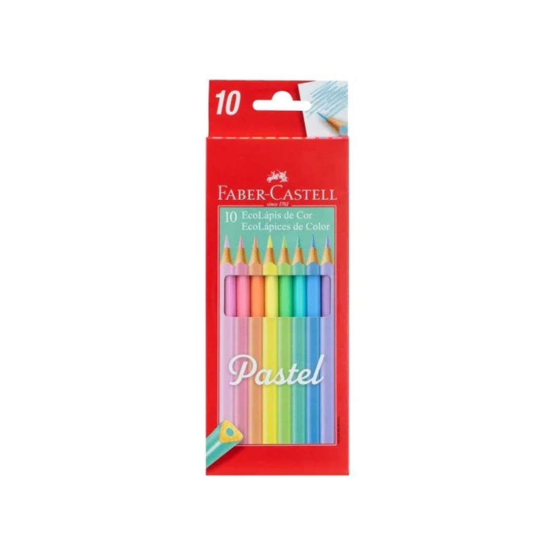 Crayón de madera Faber Castell 120510 10 col Largo Triangular Pastel