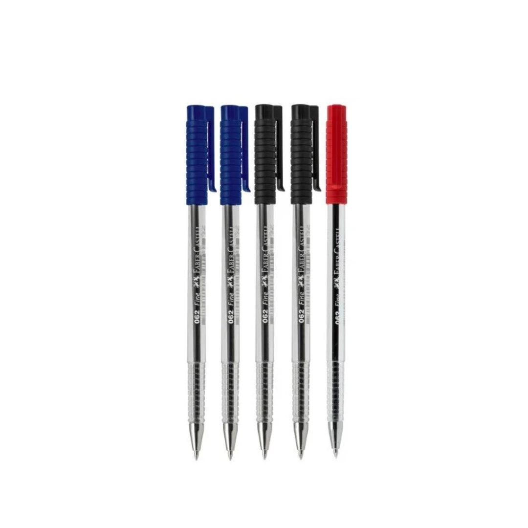 BOLIGRAFO FABER CASTELL 062 0.7 BX5 (2AZL 2NEG 1RO)