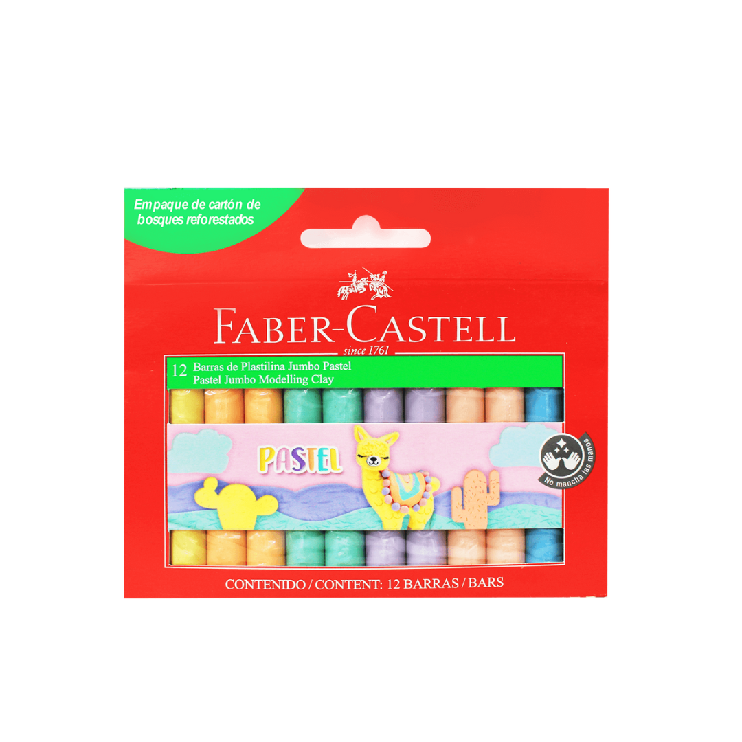 Plasticina en Barra. Caja x 12 Colores Pastel. 180gr. Faber Castell