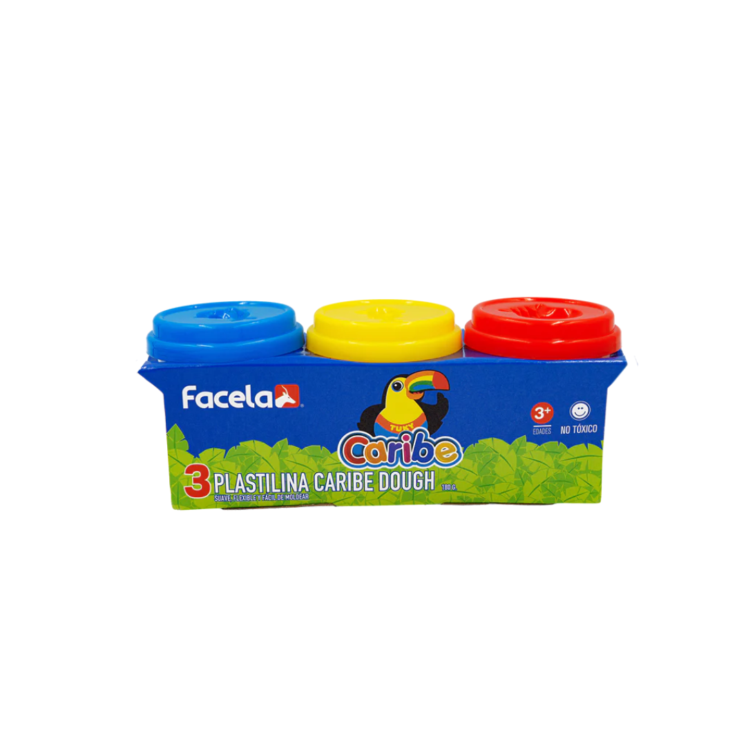 Plasticina Caribe Dough 180gr 3col. Facela