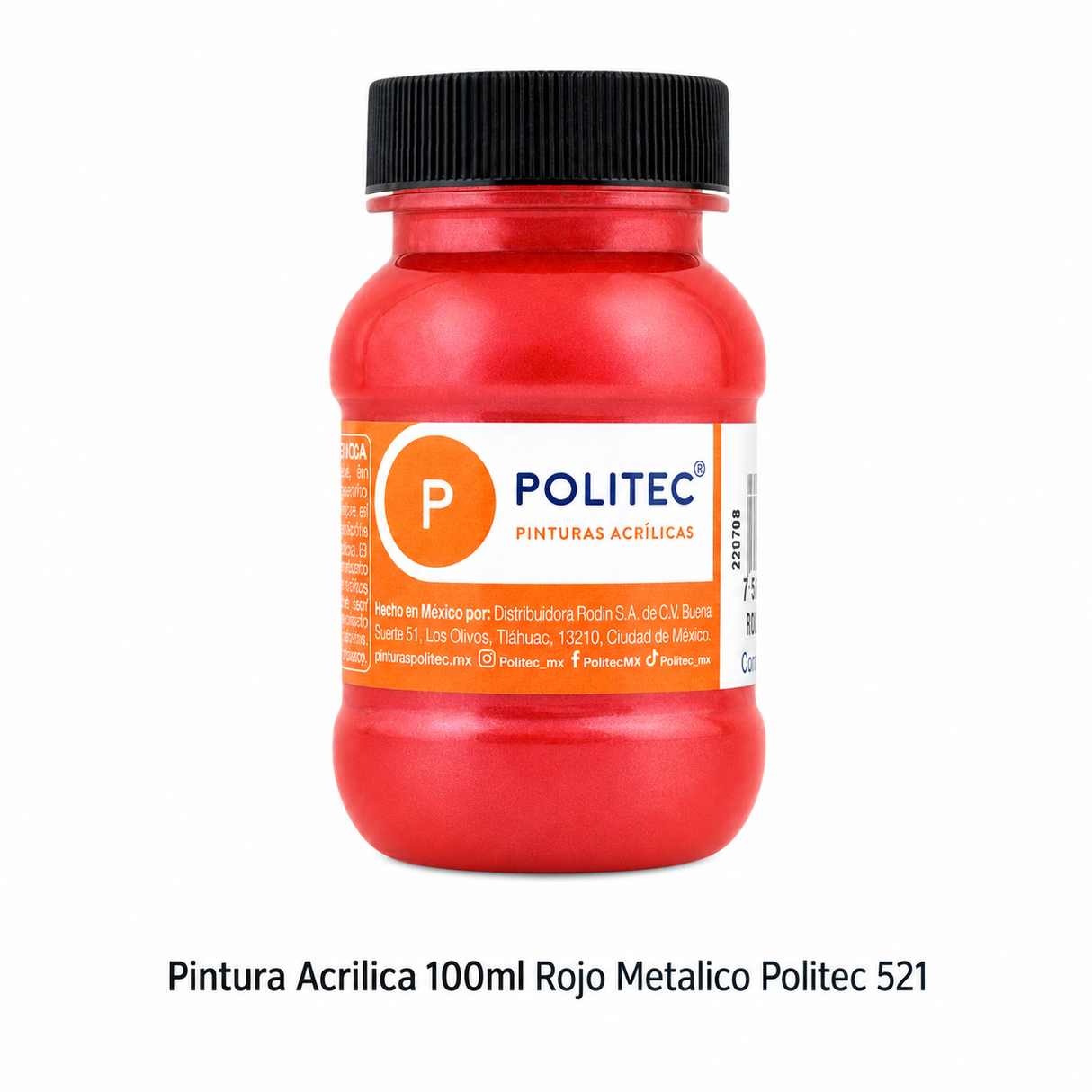 Pintura Acrilica 100ml Rojo Metalico Politec 521