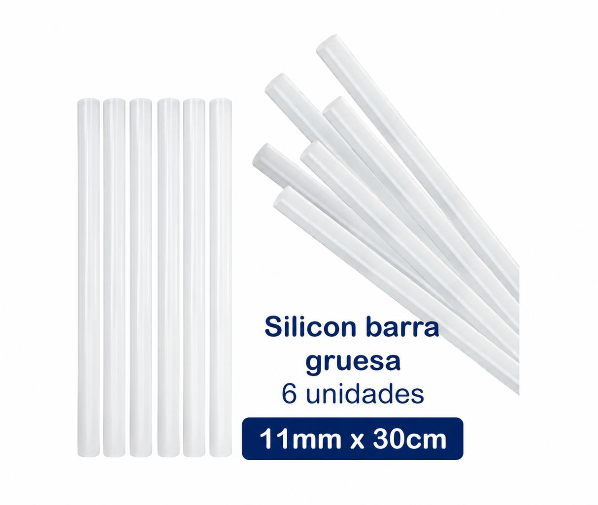 Silicon Barra Grueso Bolsa x 6 unid 11.2mm x 30cm