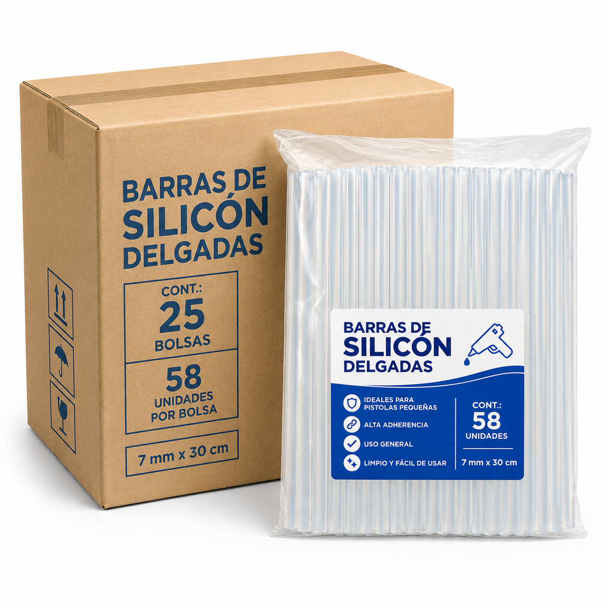 Silicon Barra Delgado Bolsa 58pcs