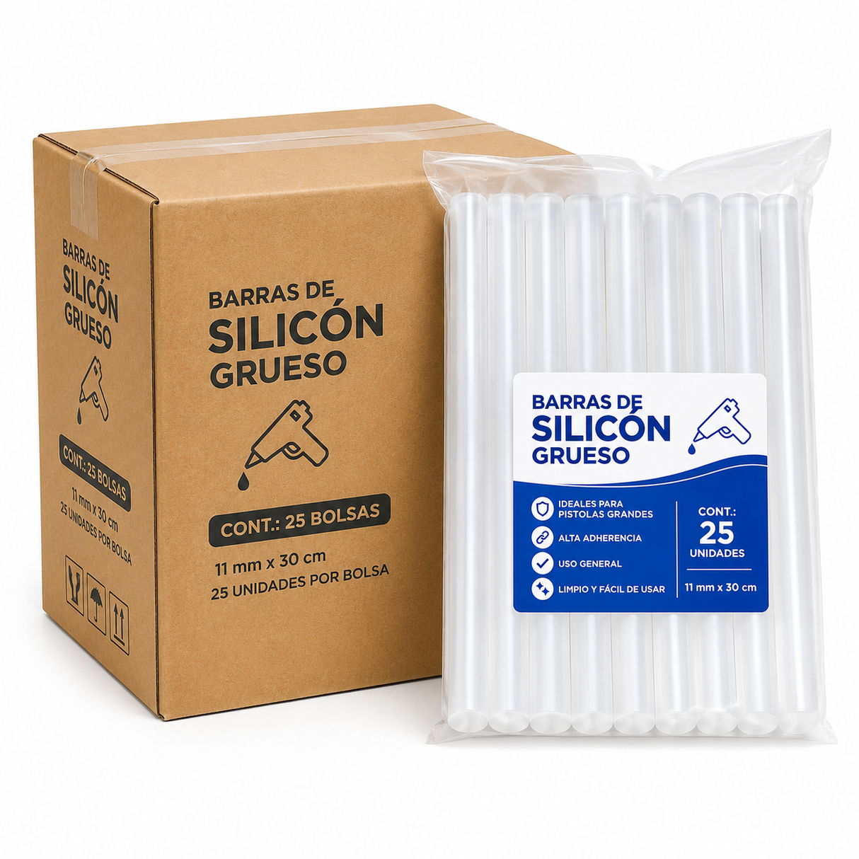 Silicon Barra Grueso Bolsa 25 pcs  11.20mm x30cm
