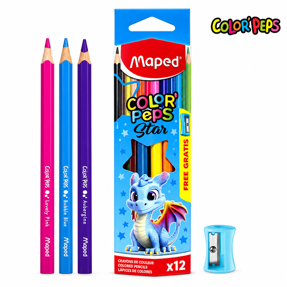 Crayon de Madera Maped 183213 Color Peps Triangular 12c Largo