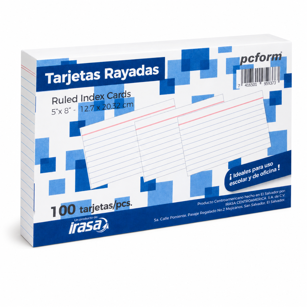 TARJETAS / FICHAS BIBLIOGRAFICA 5X8" PX100 RAYADAS IRASA 324