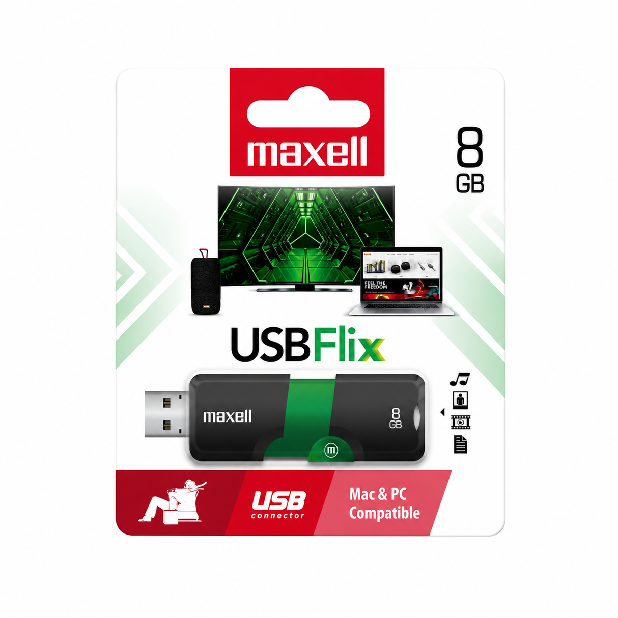 Memoria USB 8GB Maxell Verde