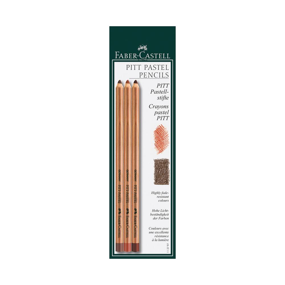 Crayon Pastel Faber Castell PITT 112797 Seco Blister 3 colores Marrones