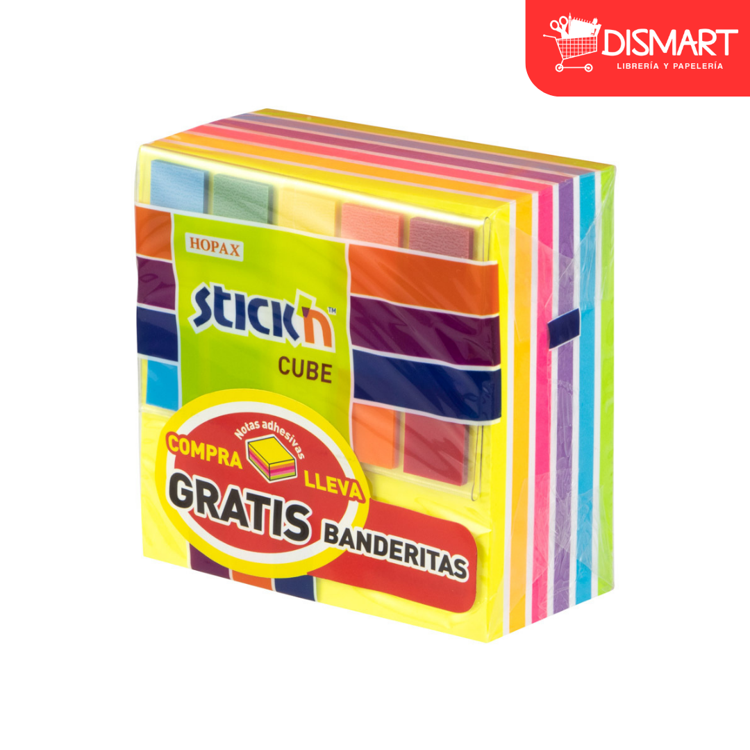 Block stickn 21539 3x3" 400h cubo neon arcoiris