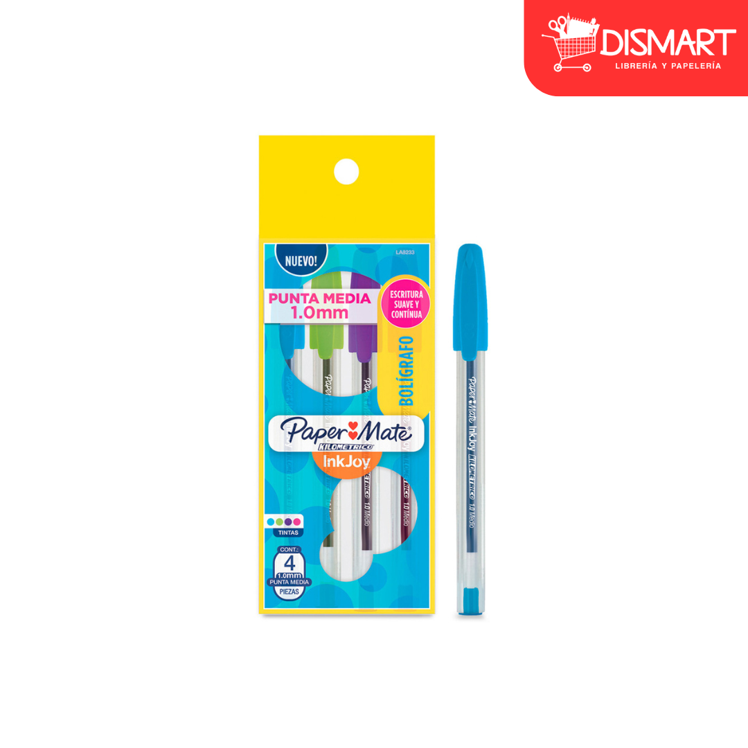 Boligrafo paper mate kilometrico 100 bx4 colores surtidos