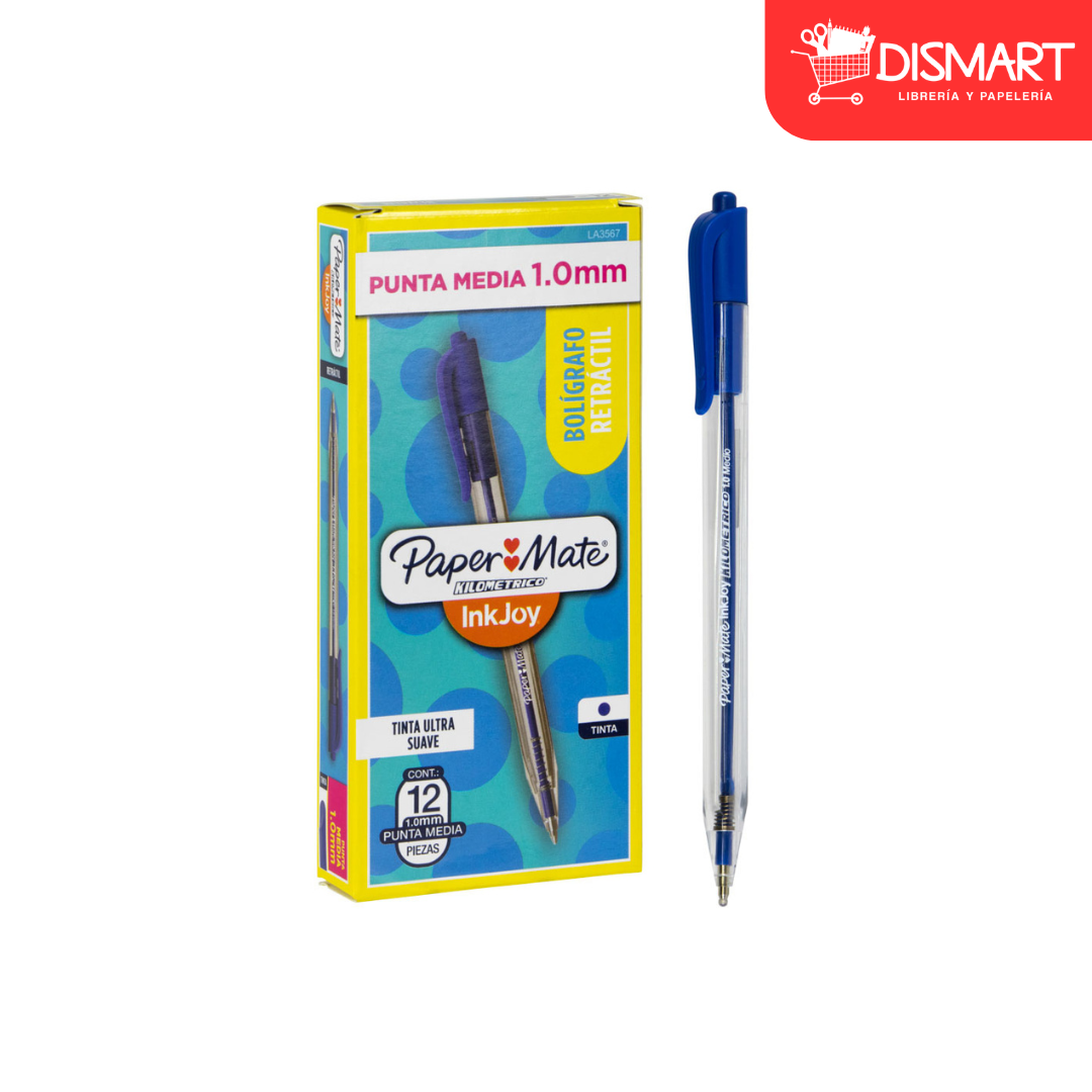 Boligrafo paper mate kilometrico 100 retractil azul