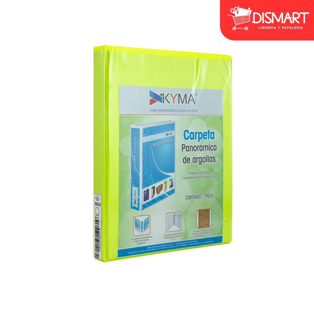 Cartapacio kyma con funda oficio 1" amarillo neon