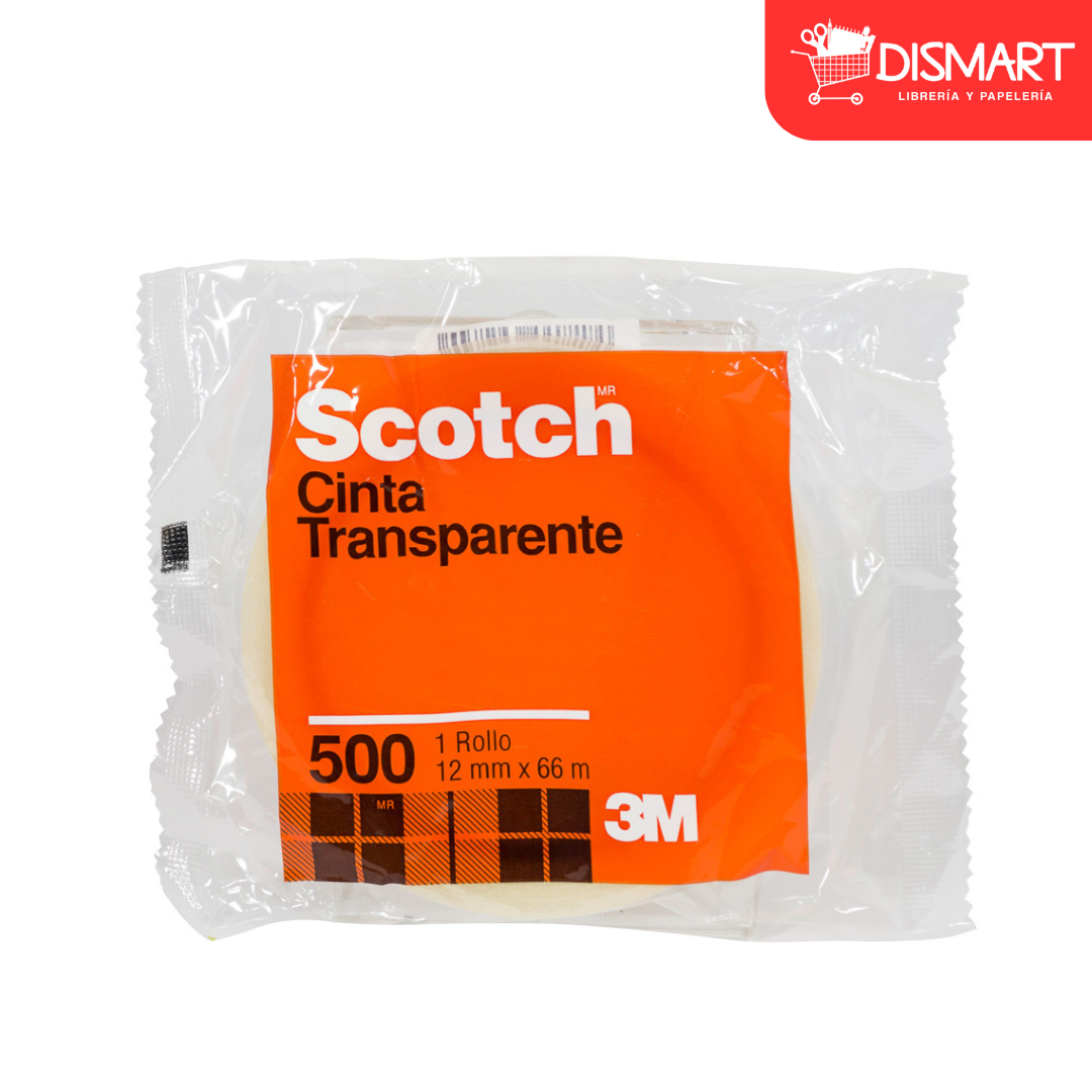 Cinta adhesiva scotch 500 12mmx66m transparente