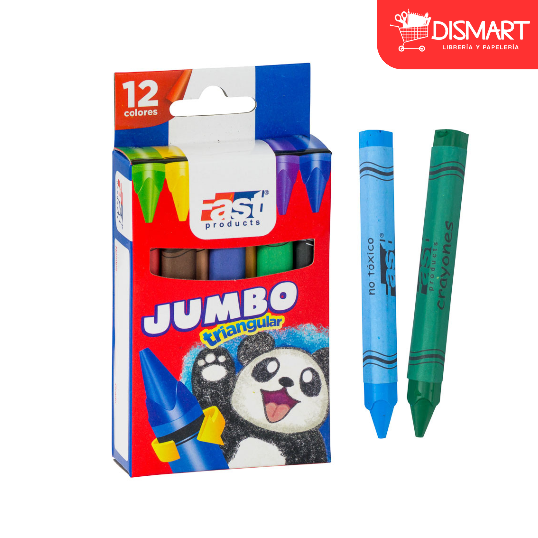 Crayon de cera fast t212 triangular 12 col jumbo