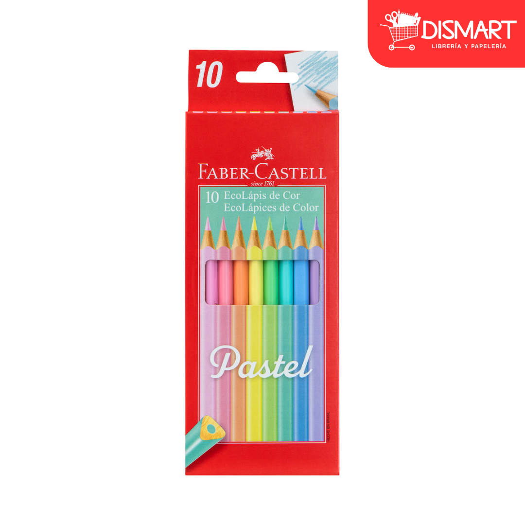 Crayon de madera faber castell 120510 10 col largo triangular pastel
