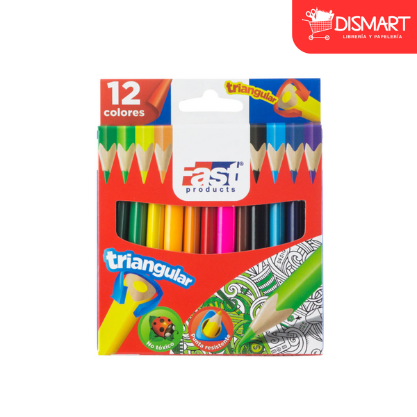 Crayon de madera fast 12col corto triangular