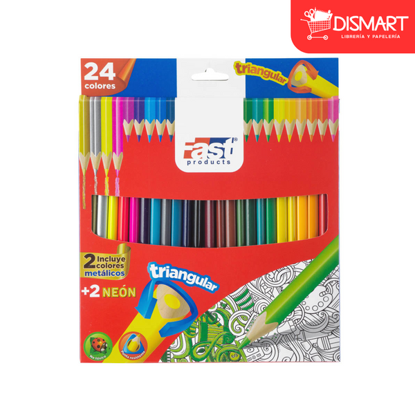 Crayon de madera fast 24col largo triangular