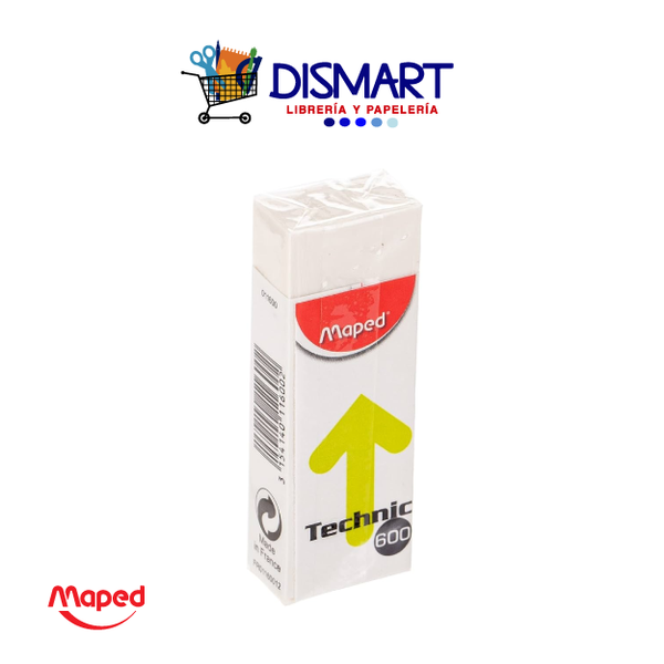 Maped - Lápices de grafito HB y lápiz ergonómico triangular HB Technic 600  - Borrador sin polvo - Juego de 6 lápices HB + borrador blanco