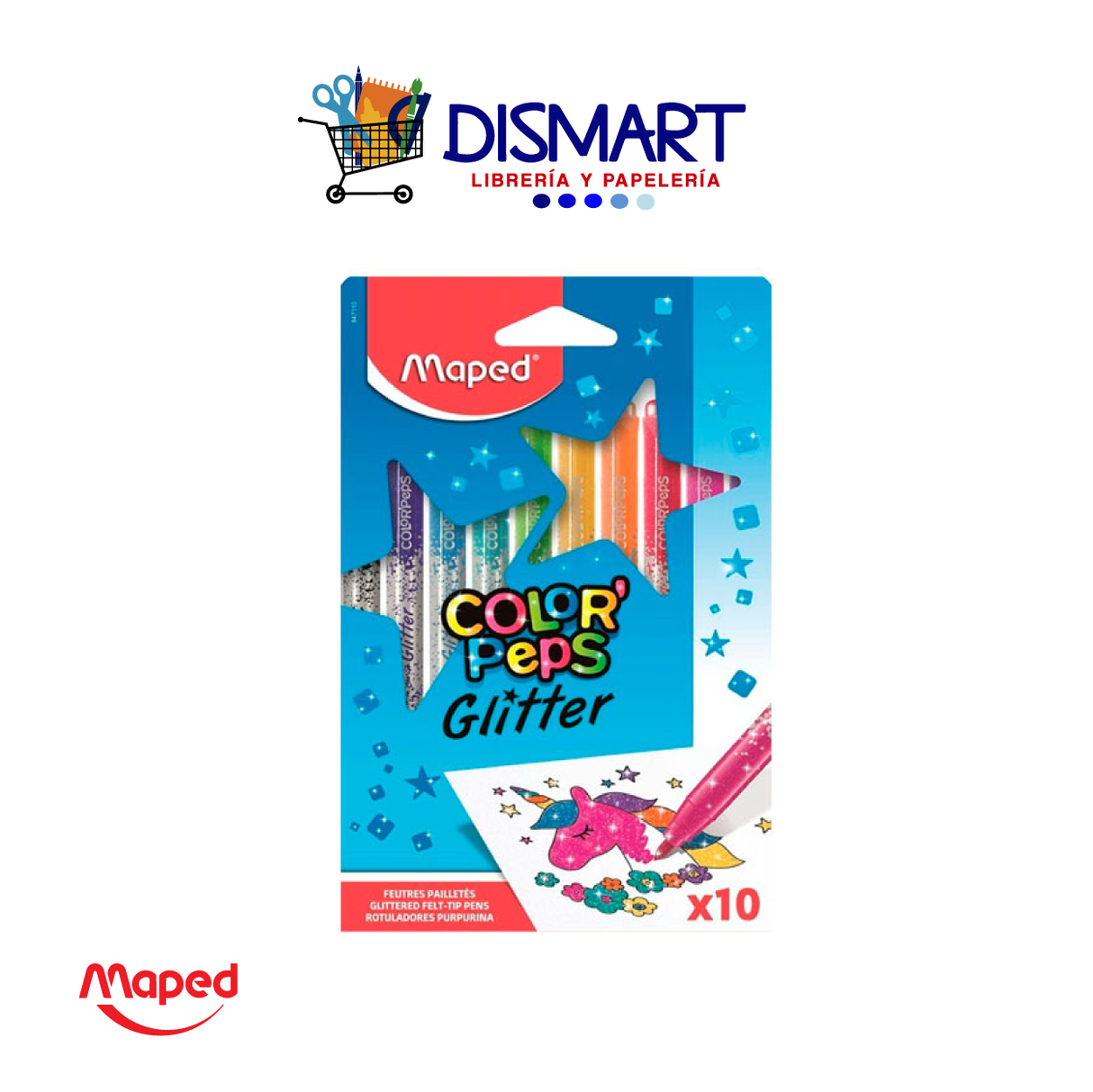 Marcador Estuche 10c Glitter Color Peps Maped