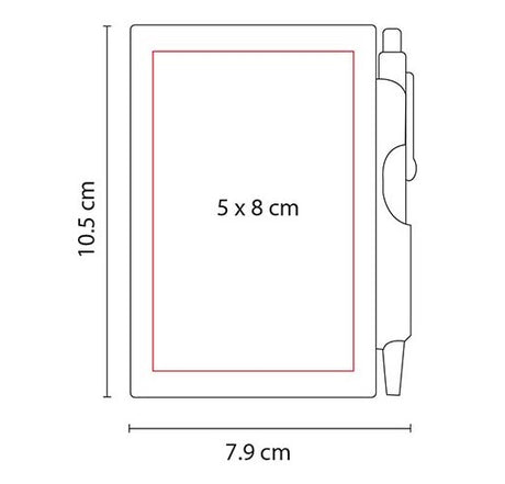 BLOCK DE NOTAS CON BOLÍGRAFO ROJO