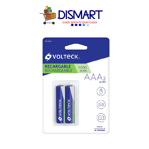 Baterías recargables AAA 1,000mA. Blister x 2. Volteck