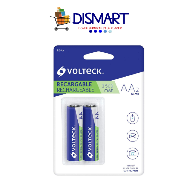 Baterías recargables AA 2,500mA. Blíster x 2. Volteck