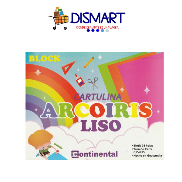 Block Cartulina ArcoIris Liso Carta 24 Hojas Continental