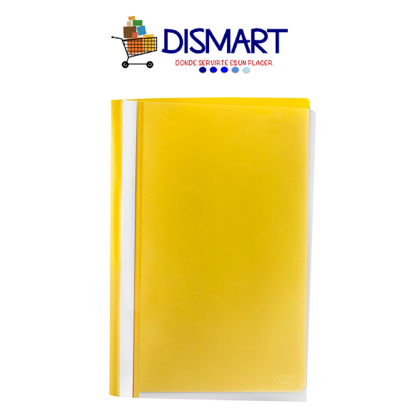 Folder Plástico Portada Transparente. T/Oficio. Amarillo.