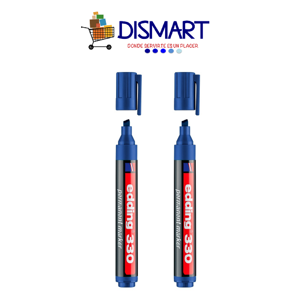 Marcador Permanente Punta Biselada Azul. Recargable. Edding 330