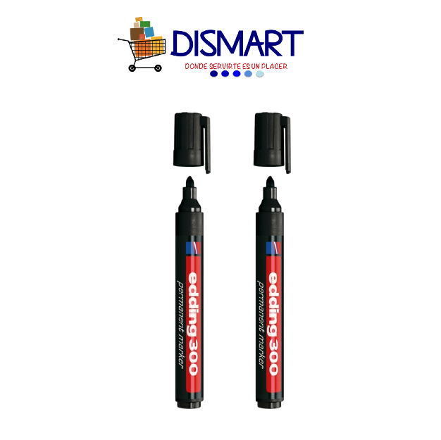 Marcador Permanente Punta Redonda Negro. Recargable. Edding 300.