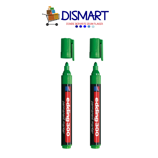 Marcador Permanente Punta Redonda Verde. Recargable. Edding 300